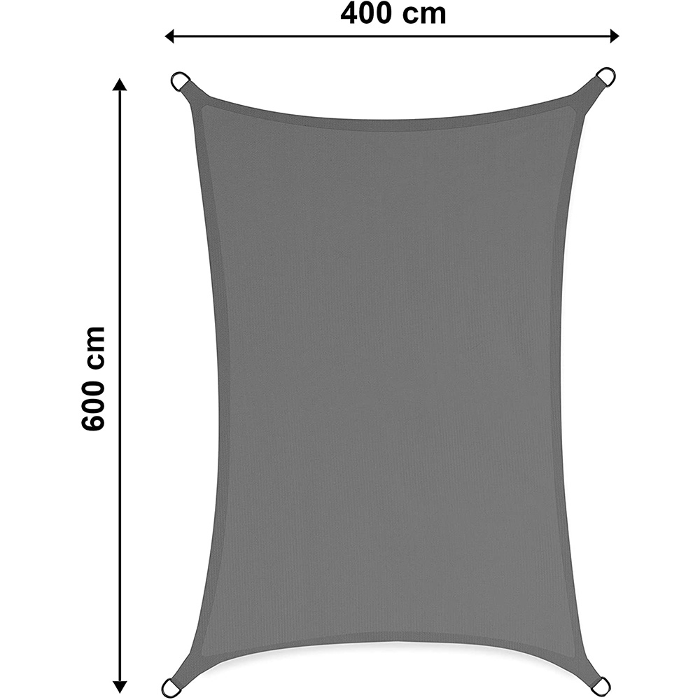 Wodoodporny żagiel ogrodowy przeciwsłoneczny 4x6m szary - obrazek 2