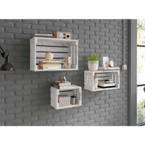 Skrzynka drewniana półka komplet 3 szt biała