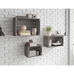 Skrzynka drewniana półka komplet 3 szt szara