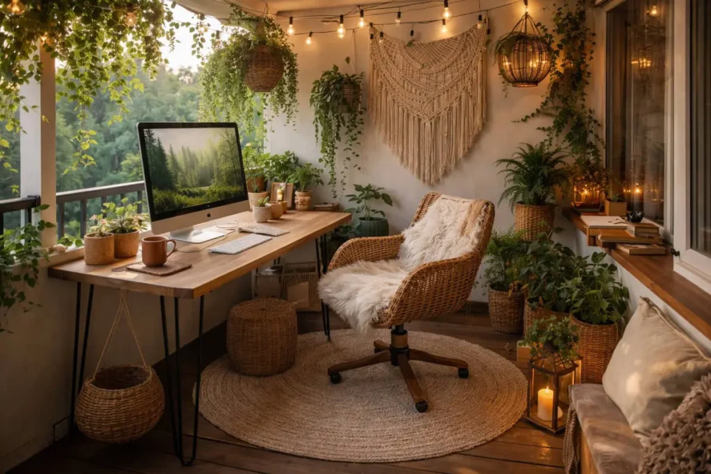 Mały balkon z miejscem do pracy! Jak zaaranżować home office na świeżym powietrzu?