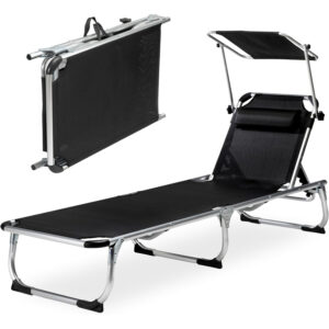 Leżak aluminiowy regulowany z daszkiem model SUNBED